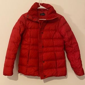 Landsend Red Fleece Lined Puffer Jacket